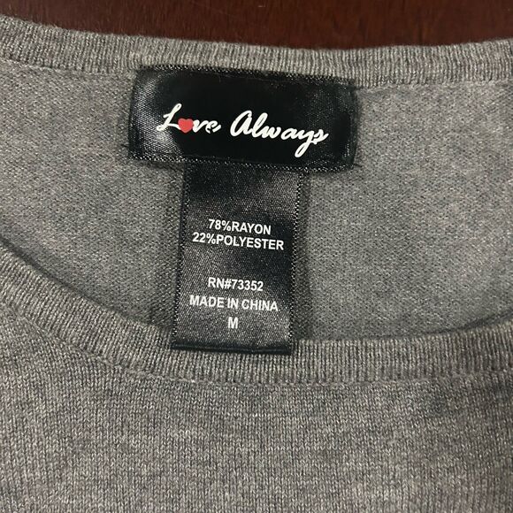 Love Always Women’s Striped Size Medium Sweater Ruched Sides Zipper Shoulder - Picture 2 of 10